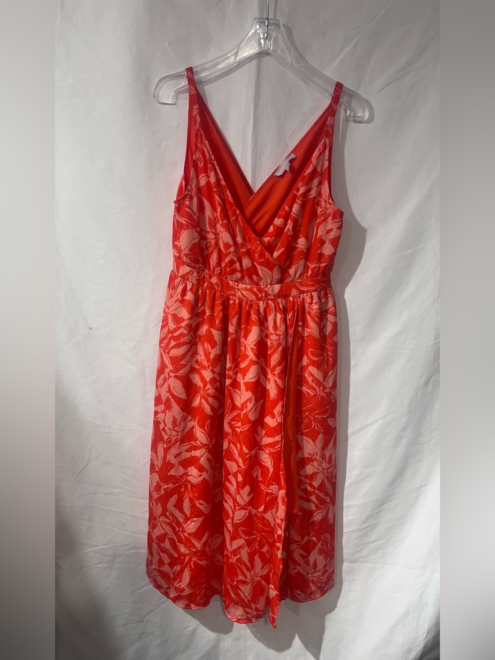 Chelsea28 Red and Cream Floral Wrap-Front Midi Dress